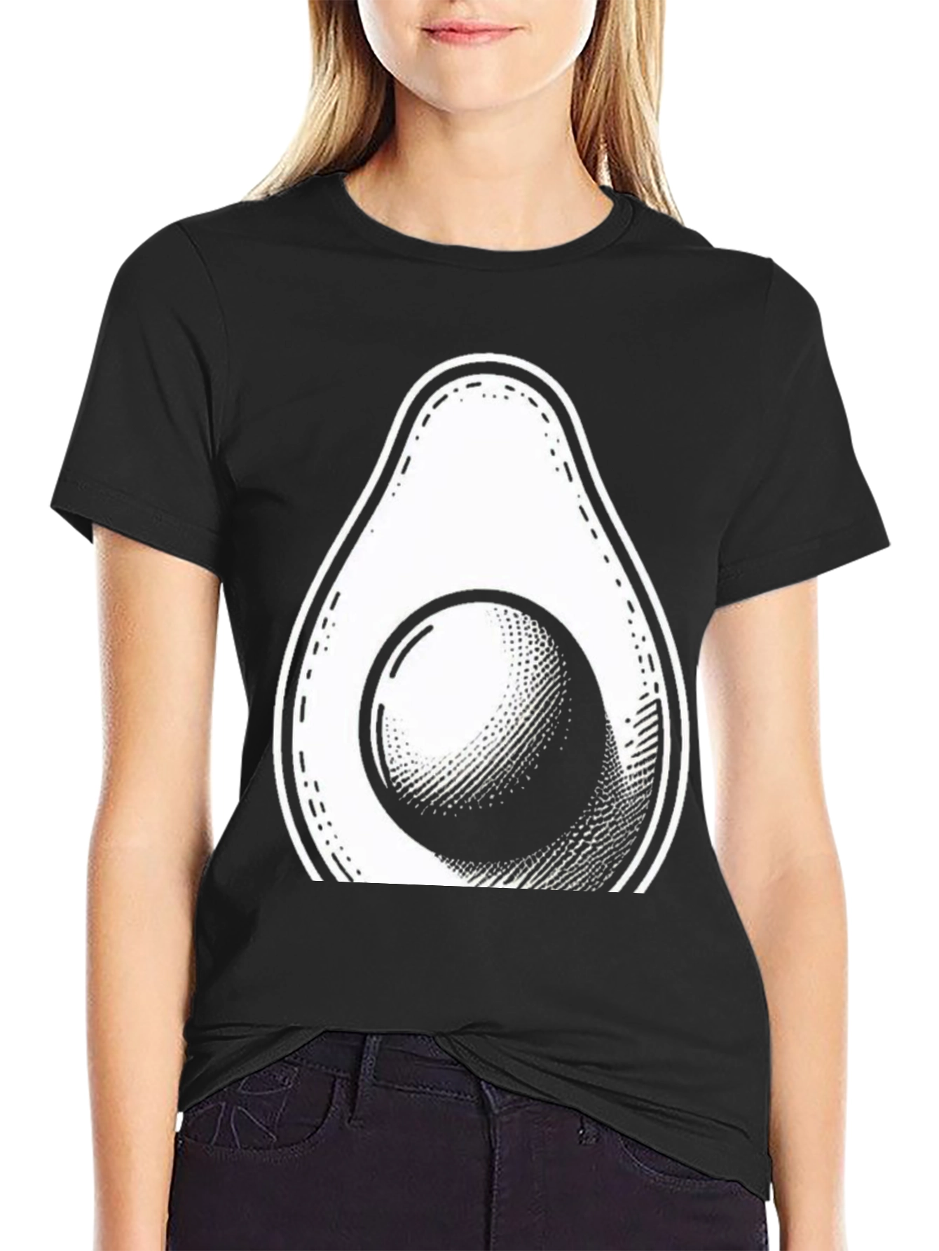 Camiseta Negra con Diseño de Aguacate