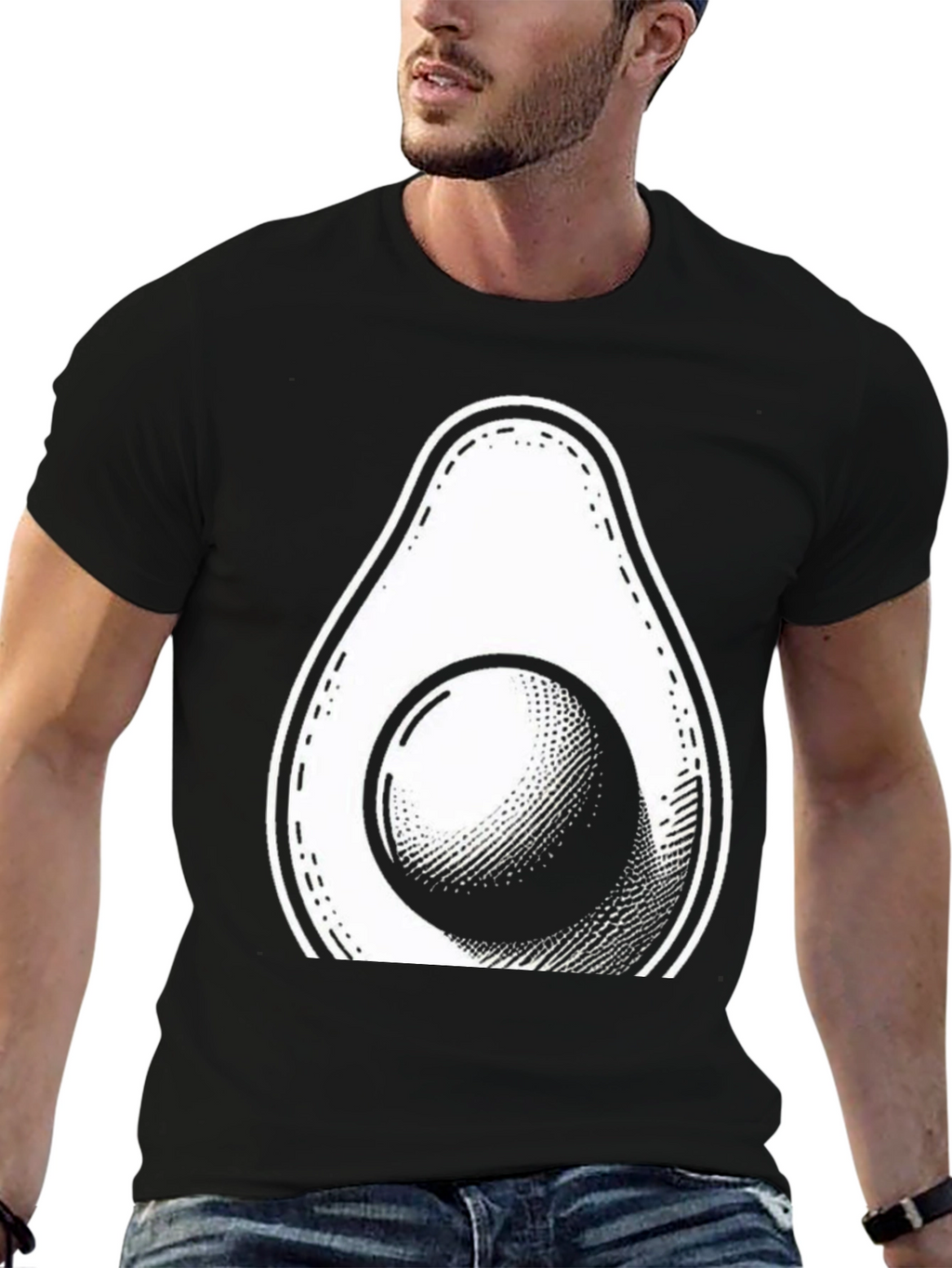 Camiseta Negra con Diseño de Aguacate