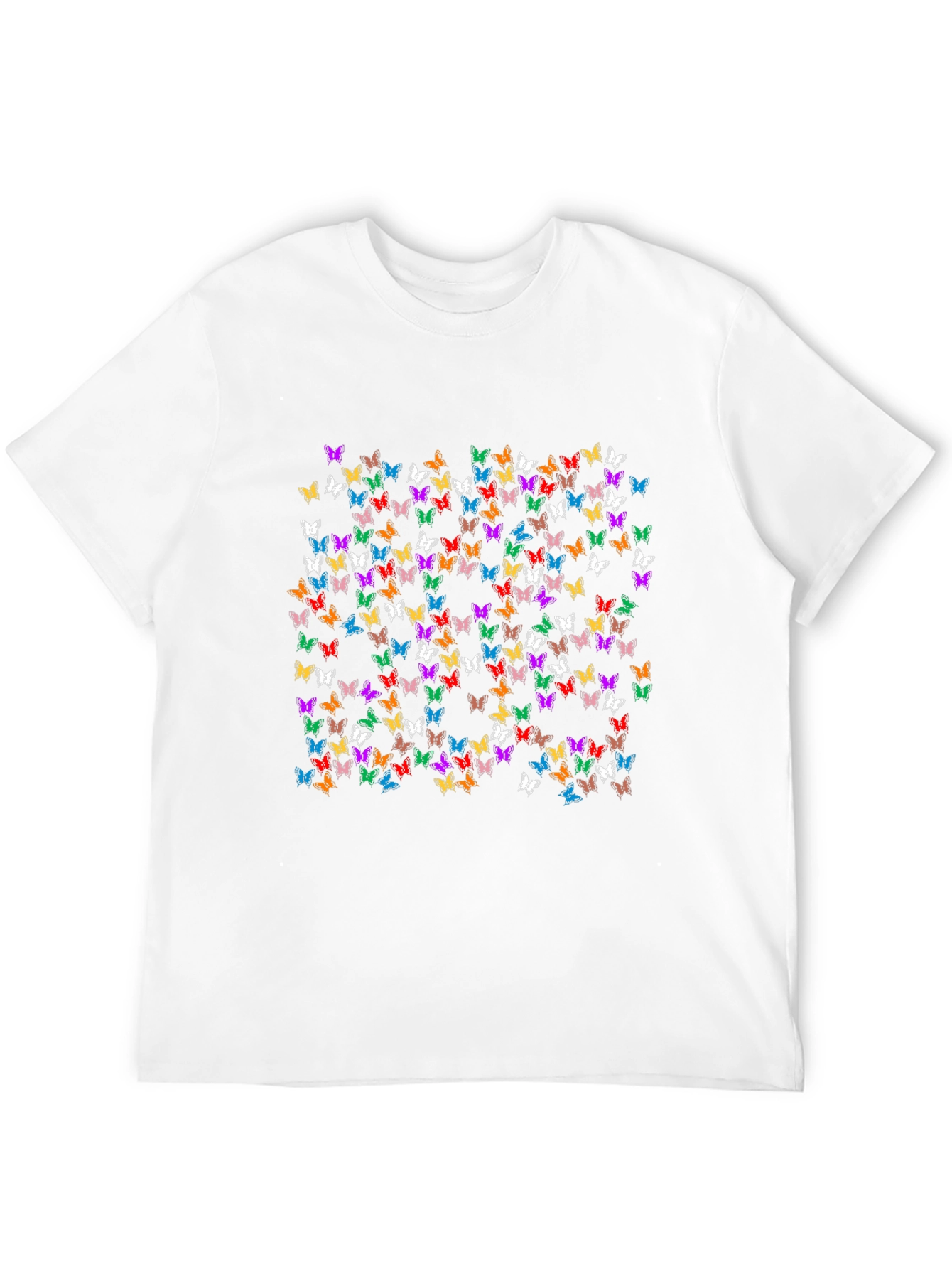 Camiseta Negra con Diseño de Mariposas Multicolor