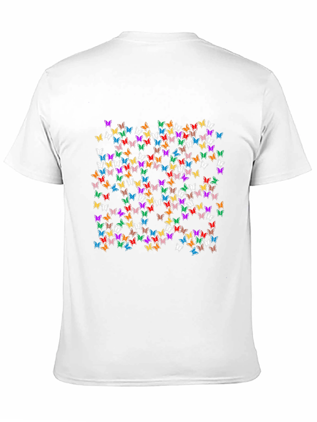 Camiseta Negra con Diseño de Mariposas Multicolor