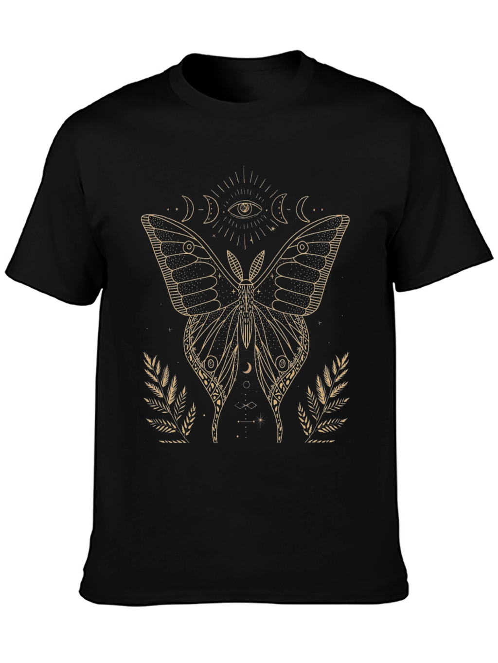 Camiseta Negra con Diseño de Mariposa Mística