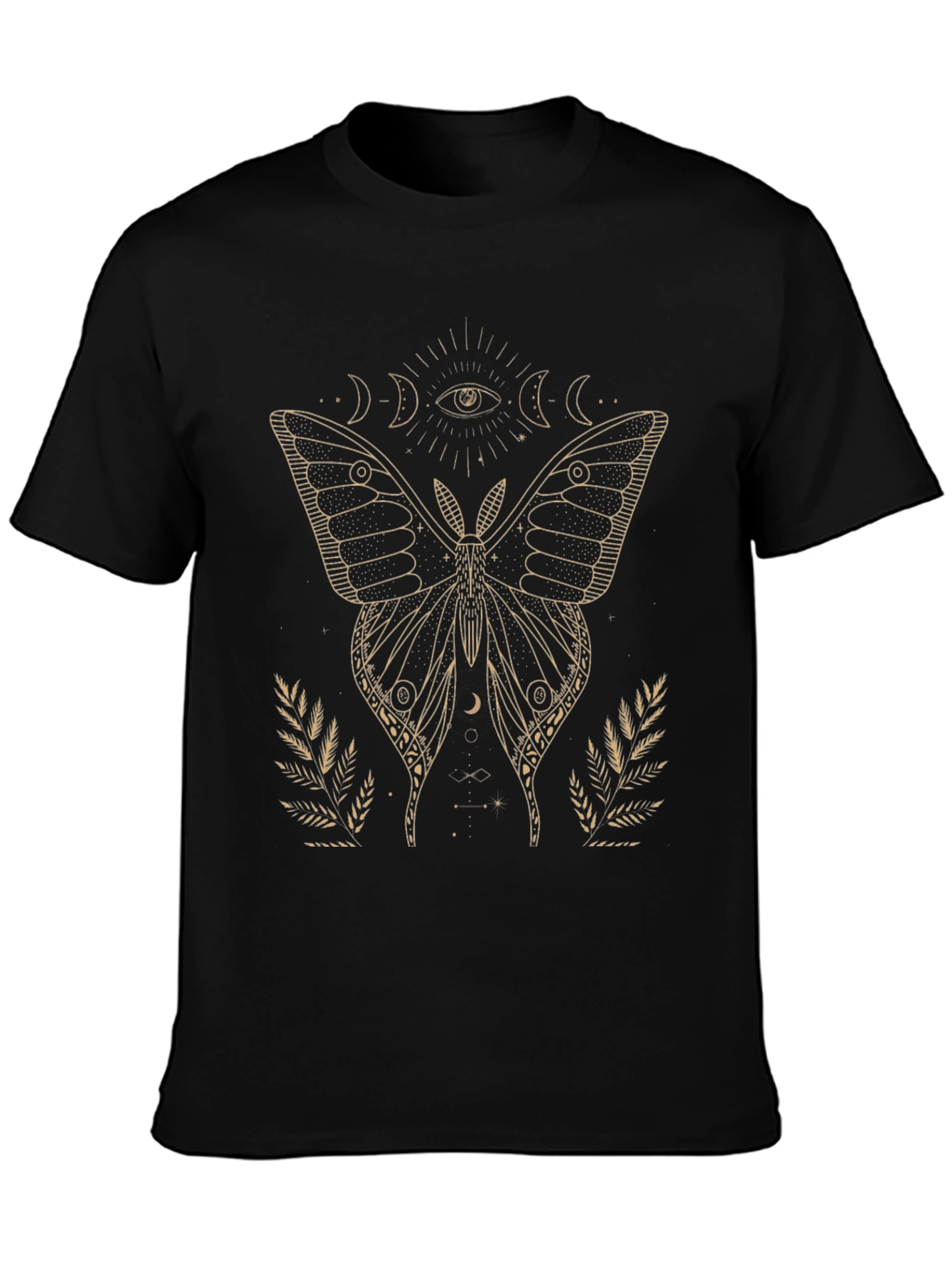 Camiseta Negra con Diseño de Mariposa Mística