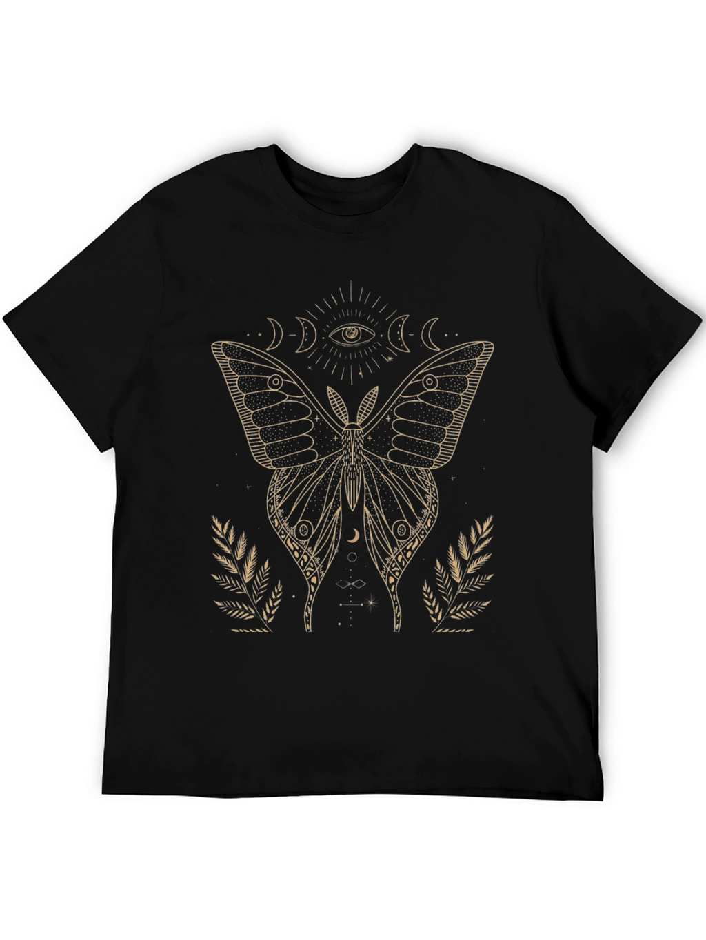 Camiseta Negra con Diseño de Mariposa Mística