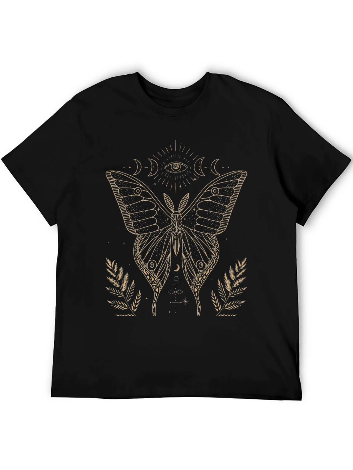 Camiseta Negra con Diseño de Mariposa Mística