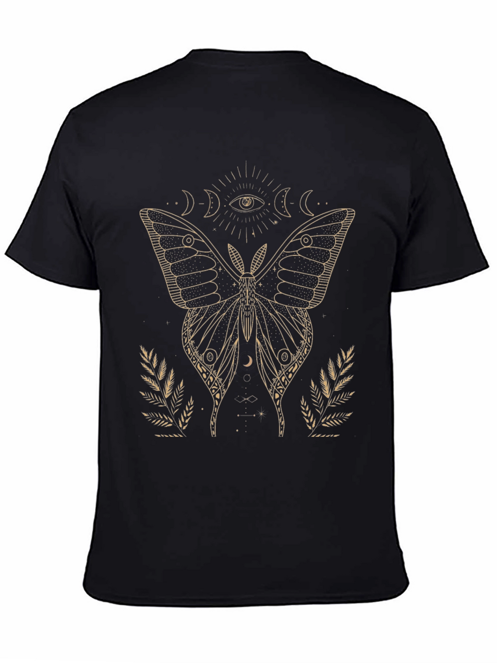 Camiseta Negra con Diseño de Mariposa Mística