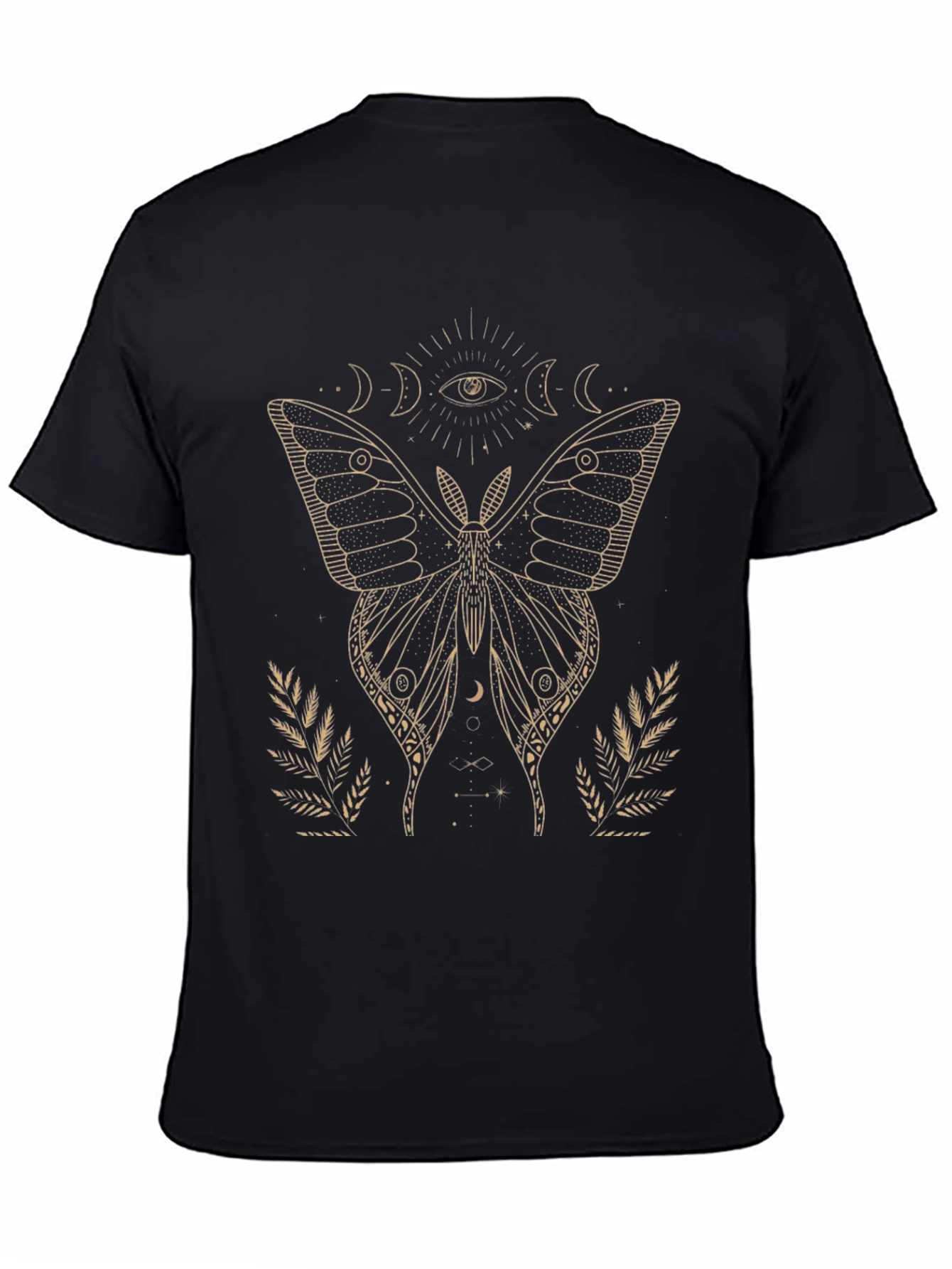 Camiseta Negra con Diseño de Mariposa Mística