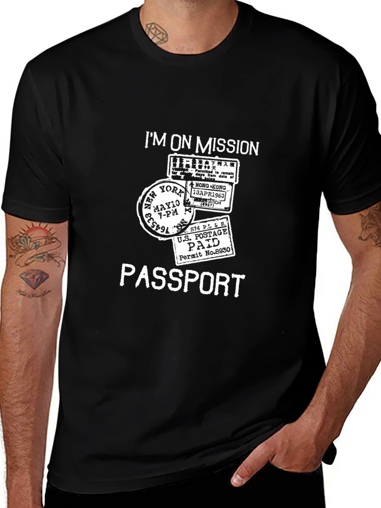 Camiseta Hombre Negra Passport - Im On Mission
