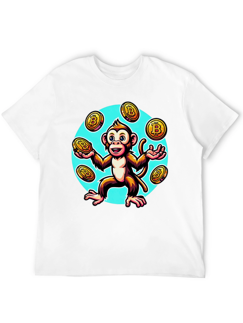 Camiseta Hombre: Mono Malabarista Bitcoin