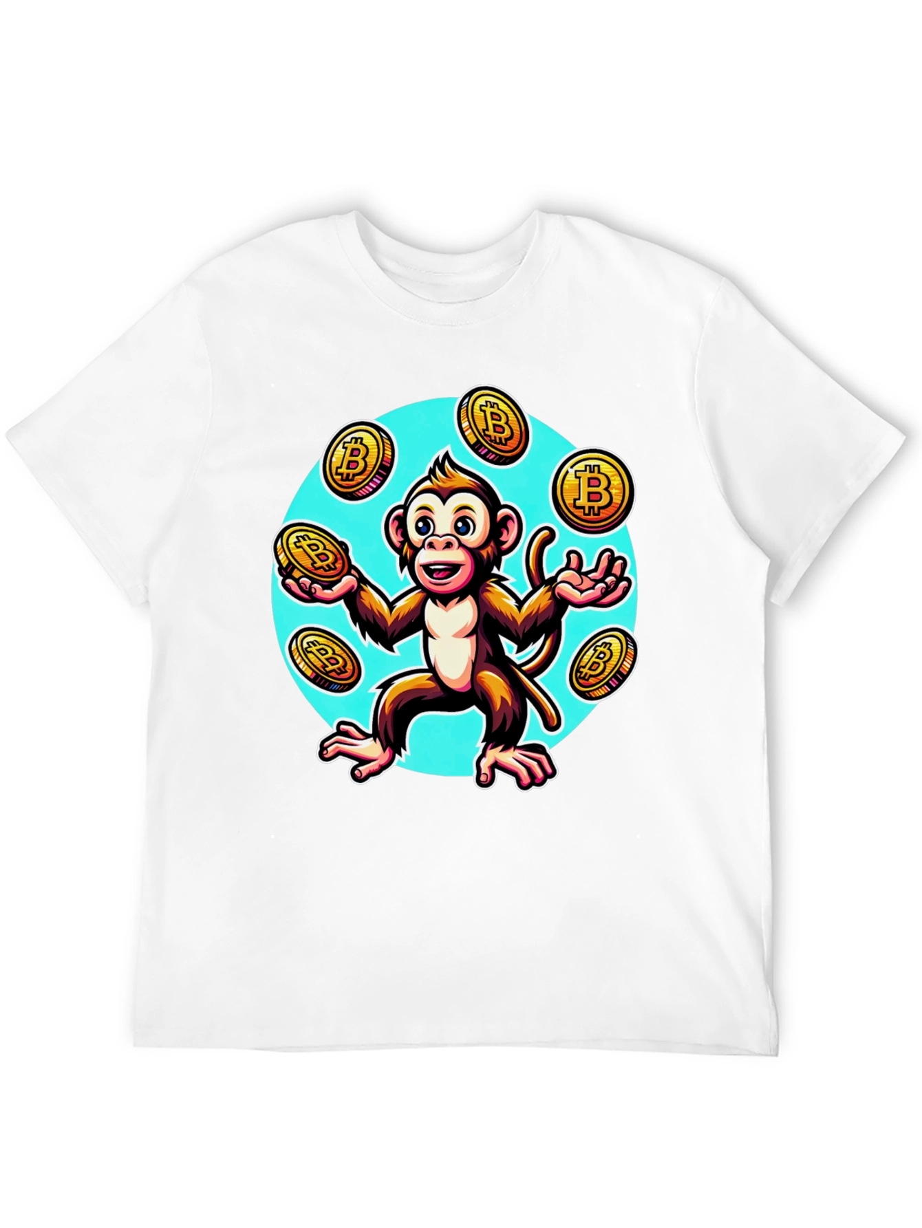 Camiseta Hombre: Mono Malabarista Bitcoin