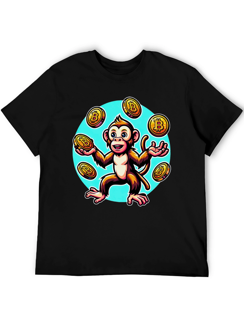 Camiseta Hombre: Mono Malabarista Bitcoin