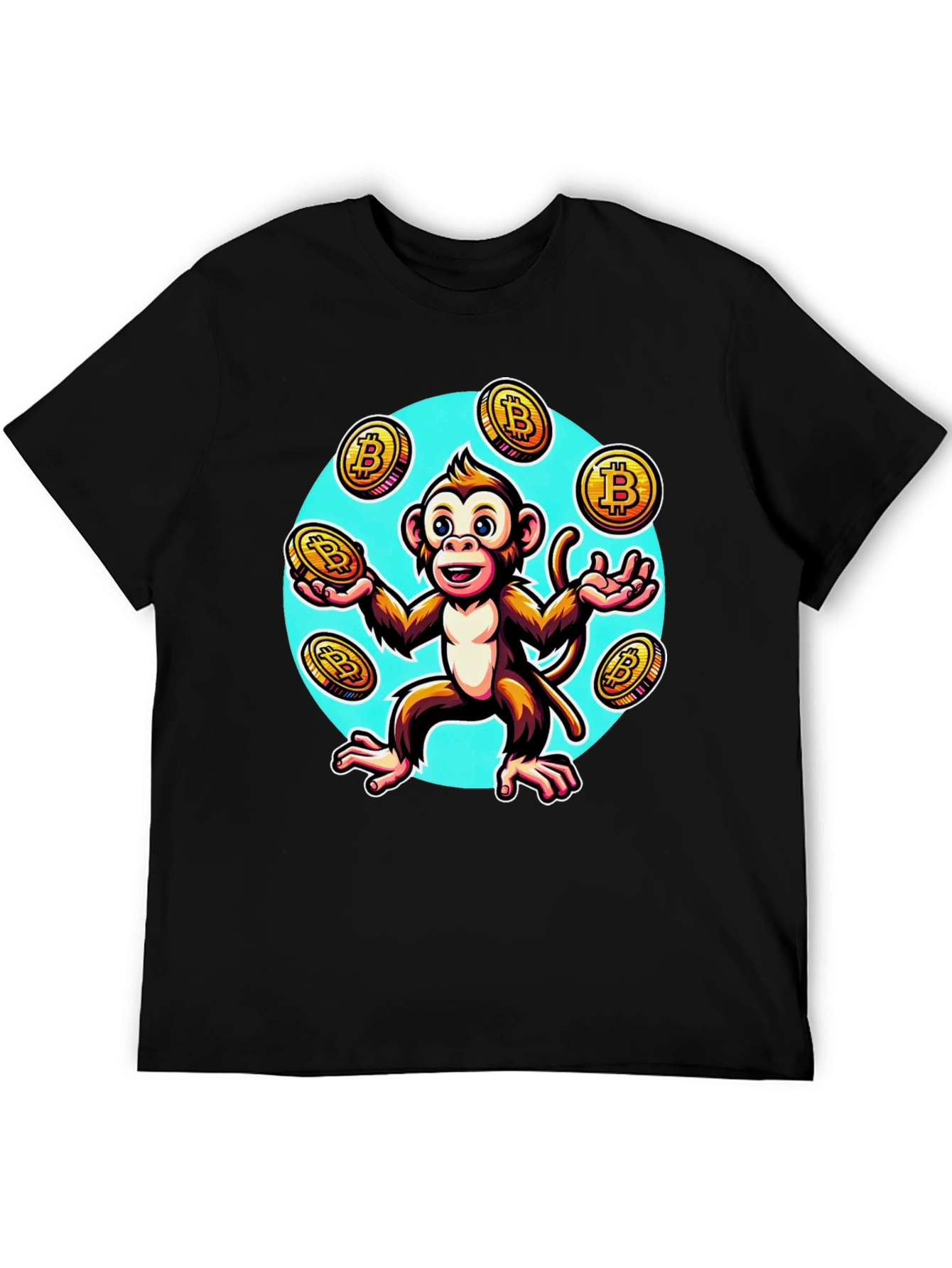 Camiseta Hombre: Mono Malabarista Bitcoin