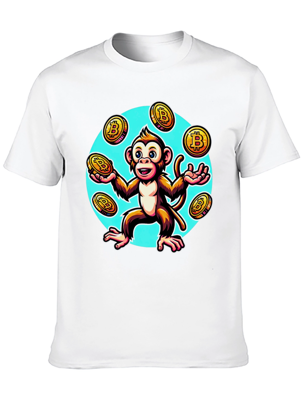 Camiseta Hombre: Mono Malabarista Bitcoin