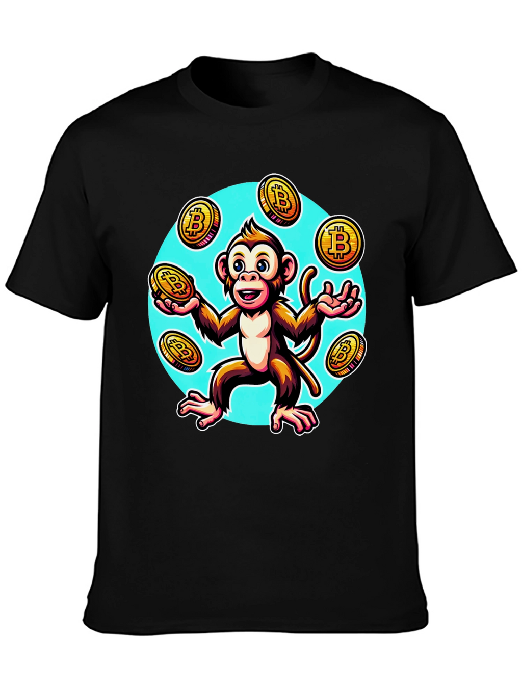Camiseta Hombre: Mono Malabarista Bitcoin