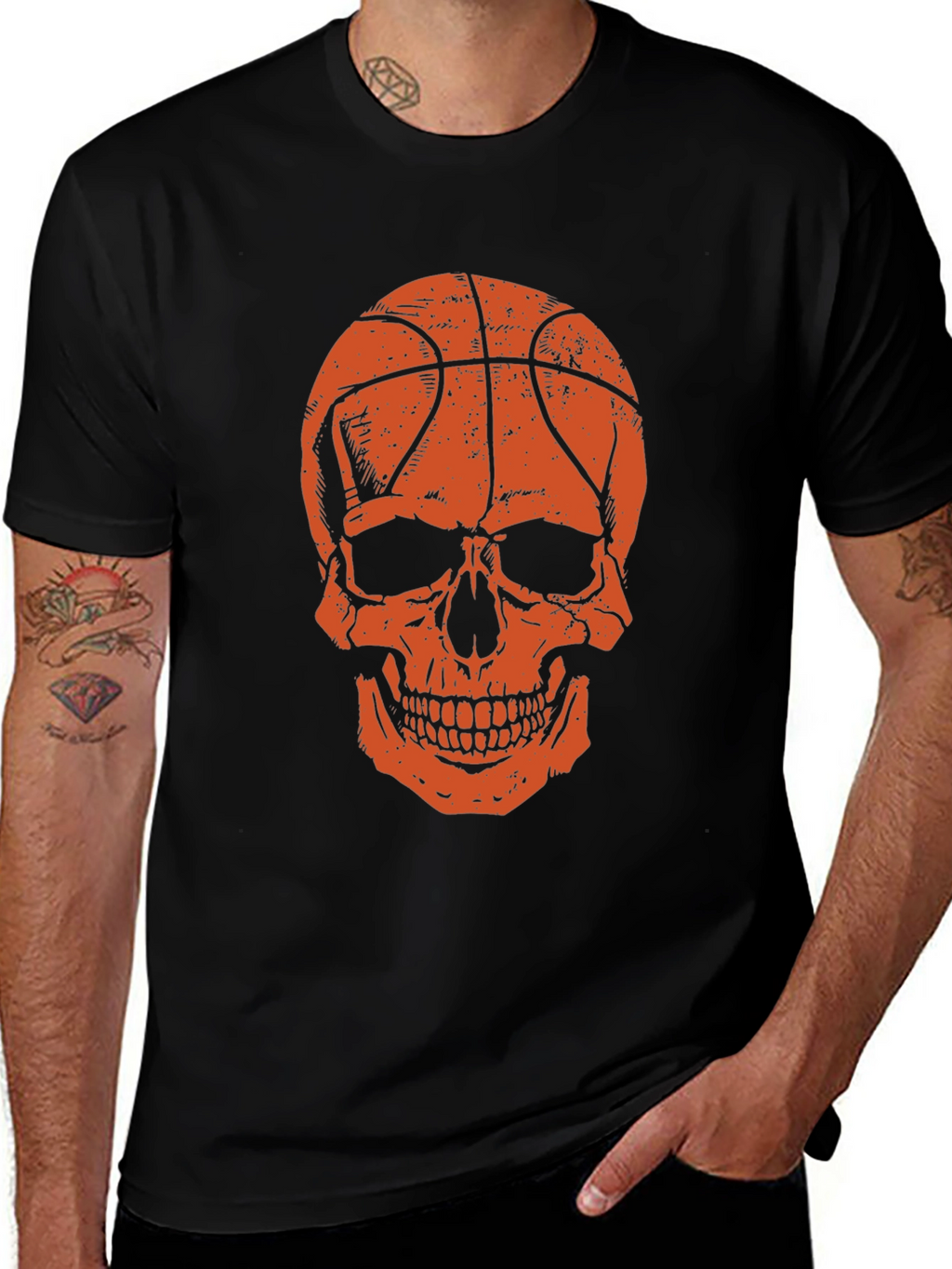 Camiseta Negra Calavera Baloncesto