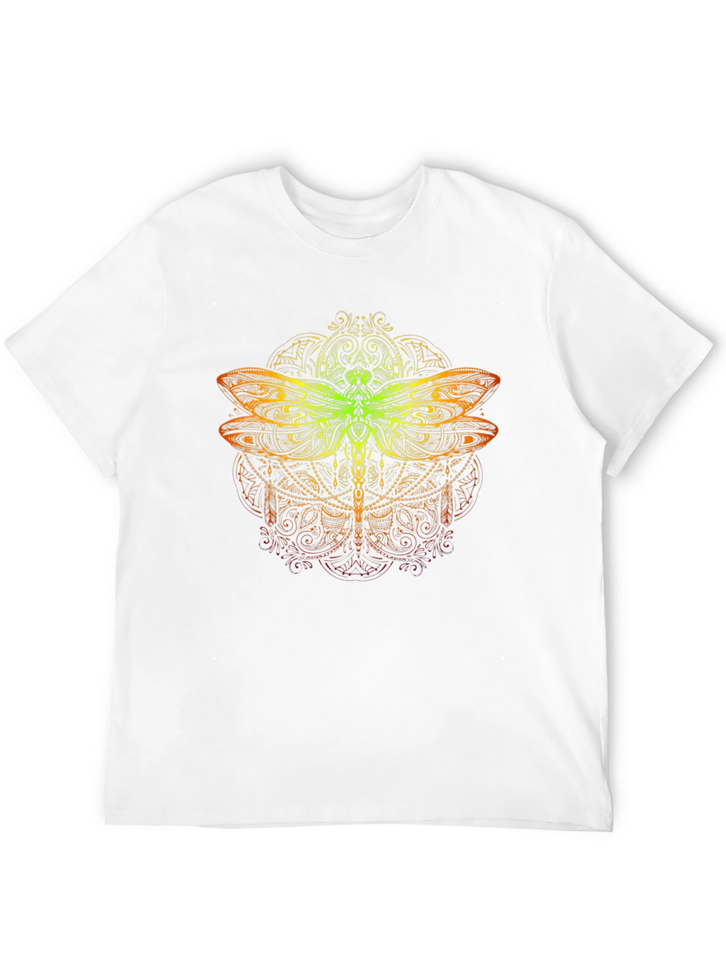 Camiseta Negra con Diseño de Libélula Mandálica