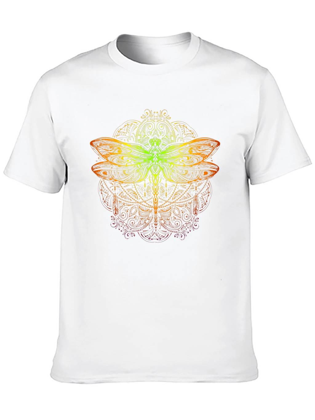 Camiseta Negra con Diseño de Libélula Mandálica