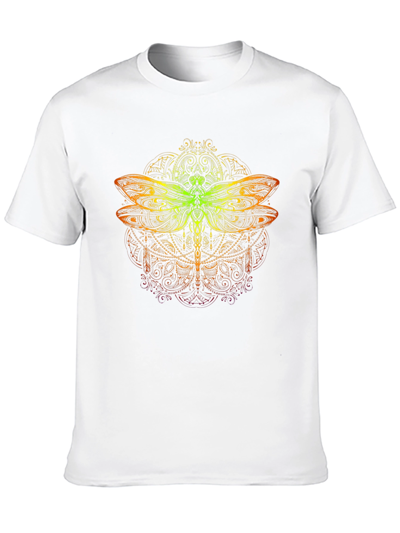 Camiseta Negra con Diseño de Libélula Mandálica