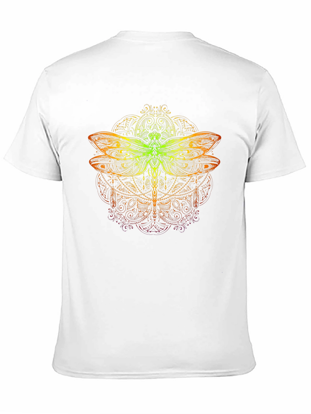 Camiseta Negra con Diseño de Libélula Mandálica