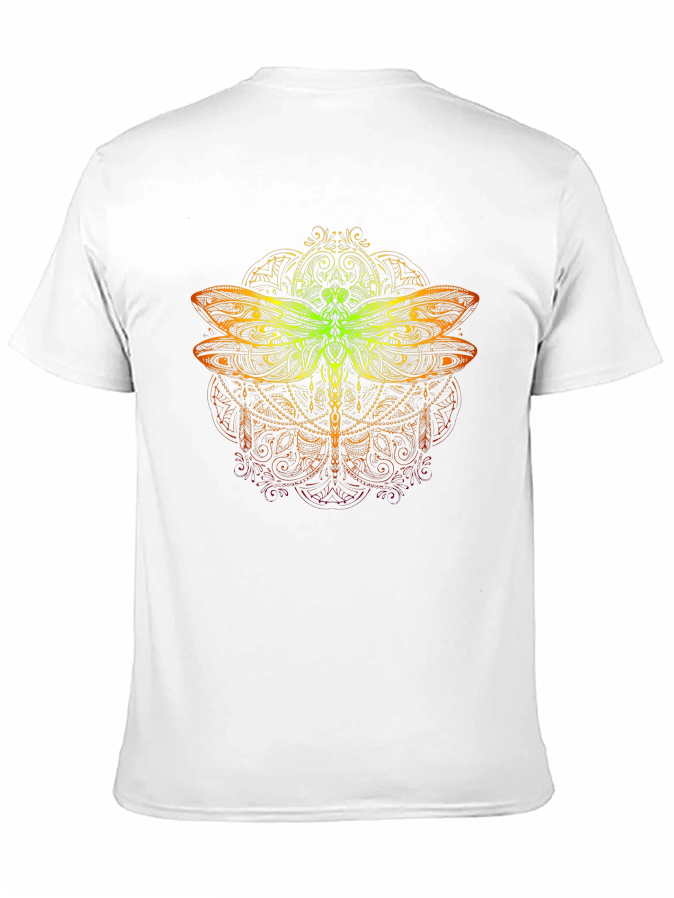 Camiseta Negra con Diseño de Libélula Mandálica