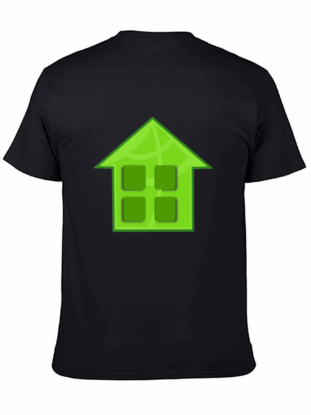Camiseta Negra con Diseño de Casa Verde