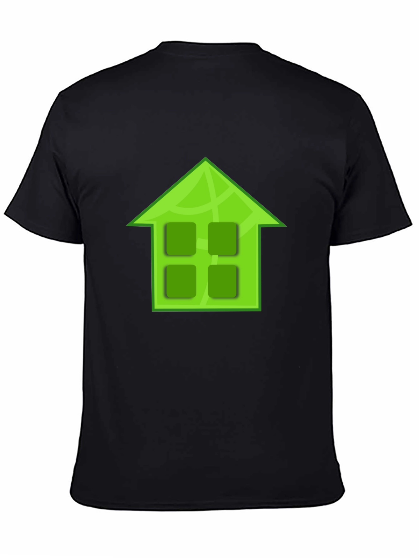 Camiseta Negra con Diseño de Casa Verde