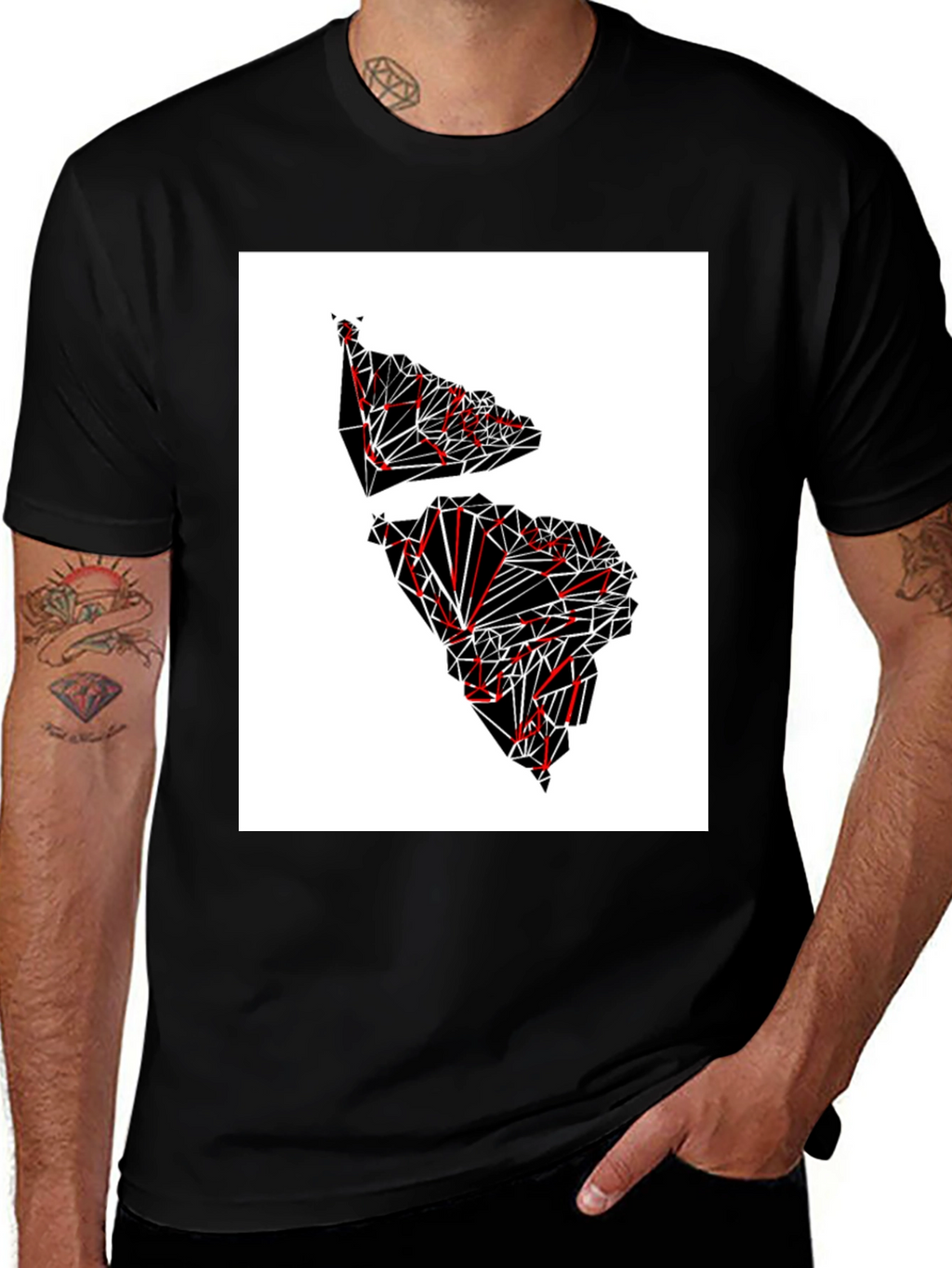 Camiseta Hombre Diseño Geométrico América