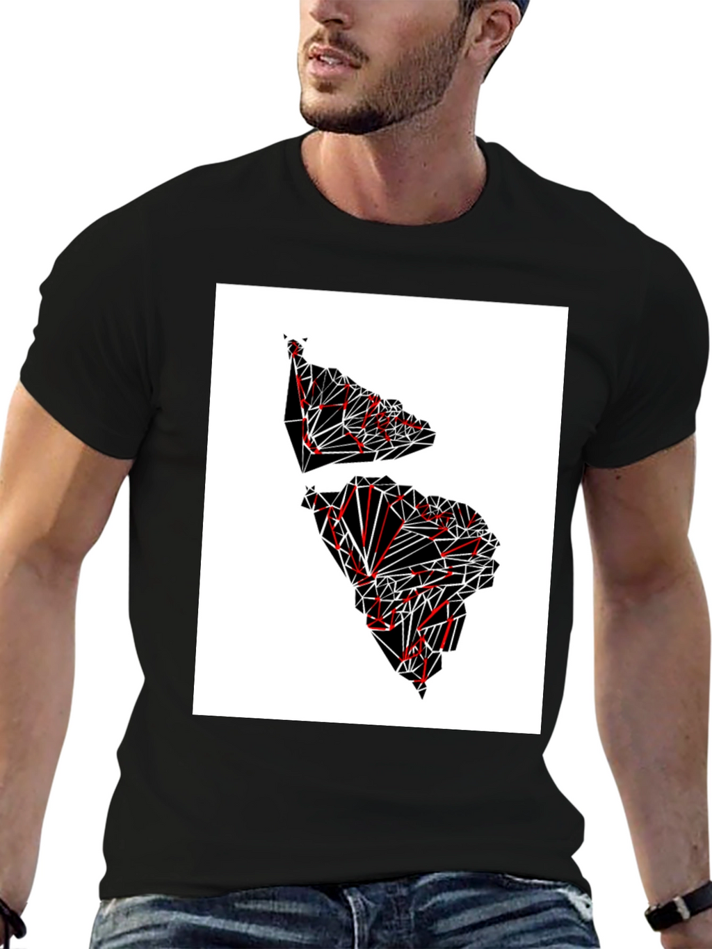 Camiseta Hombre Diseño Geométrico América