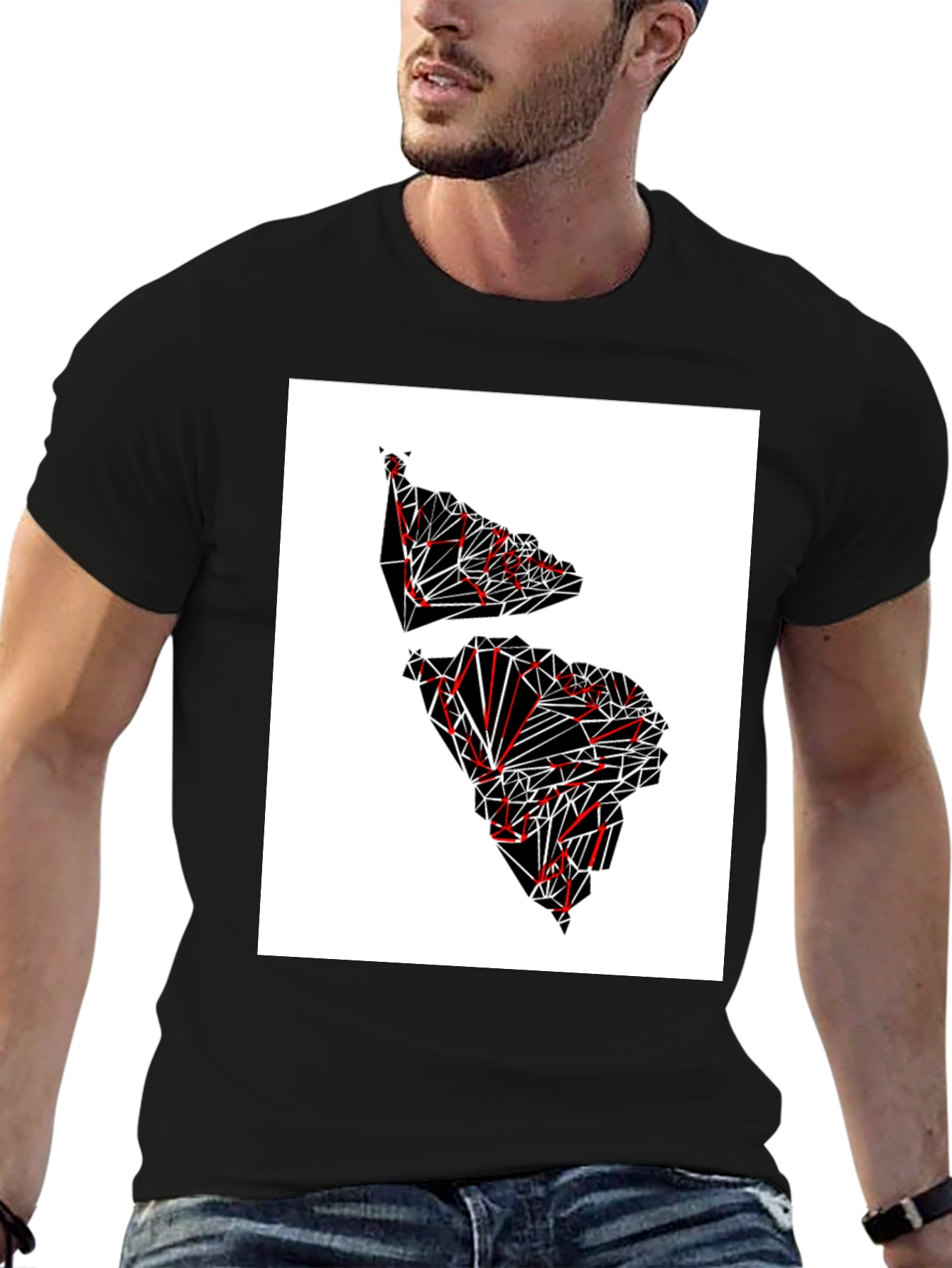 Camiseta Hombre Diseño Geométrico América