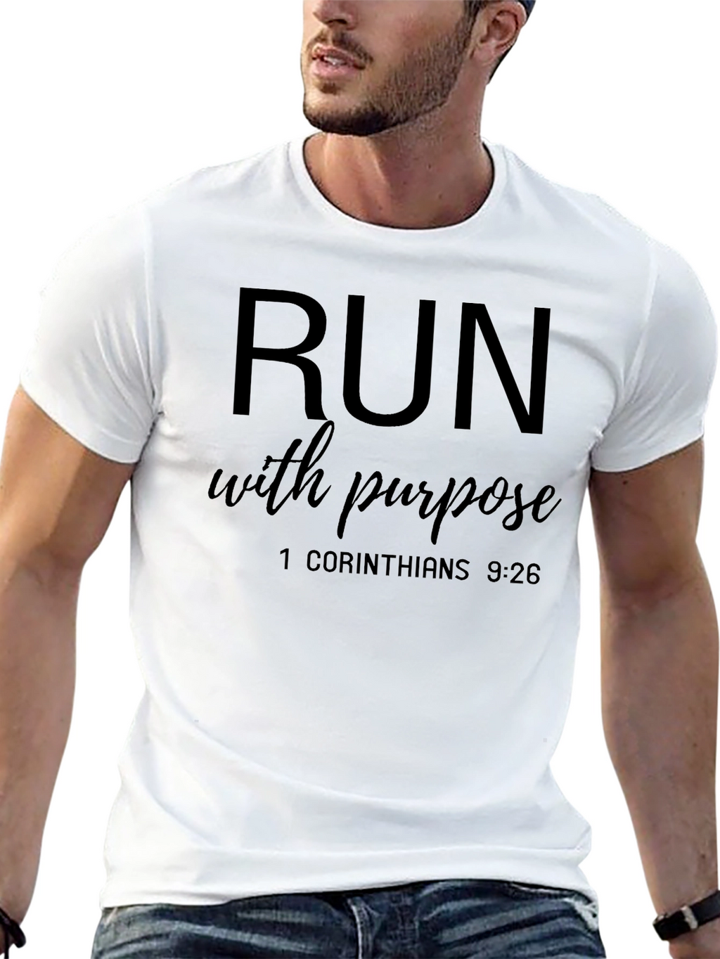 Camiseta Deportiva Motivacional Cristiana Negra