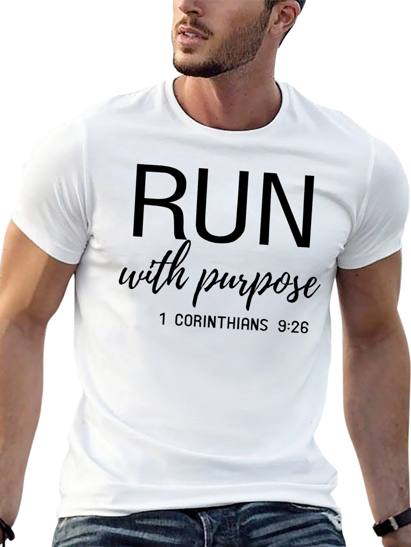 Camiseta Deportiva Motivacional Cristiana Negra