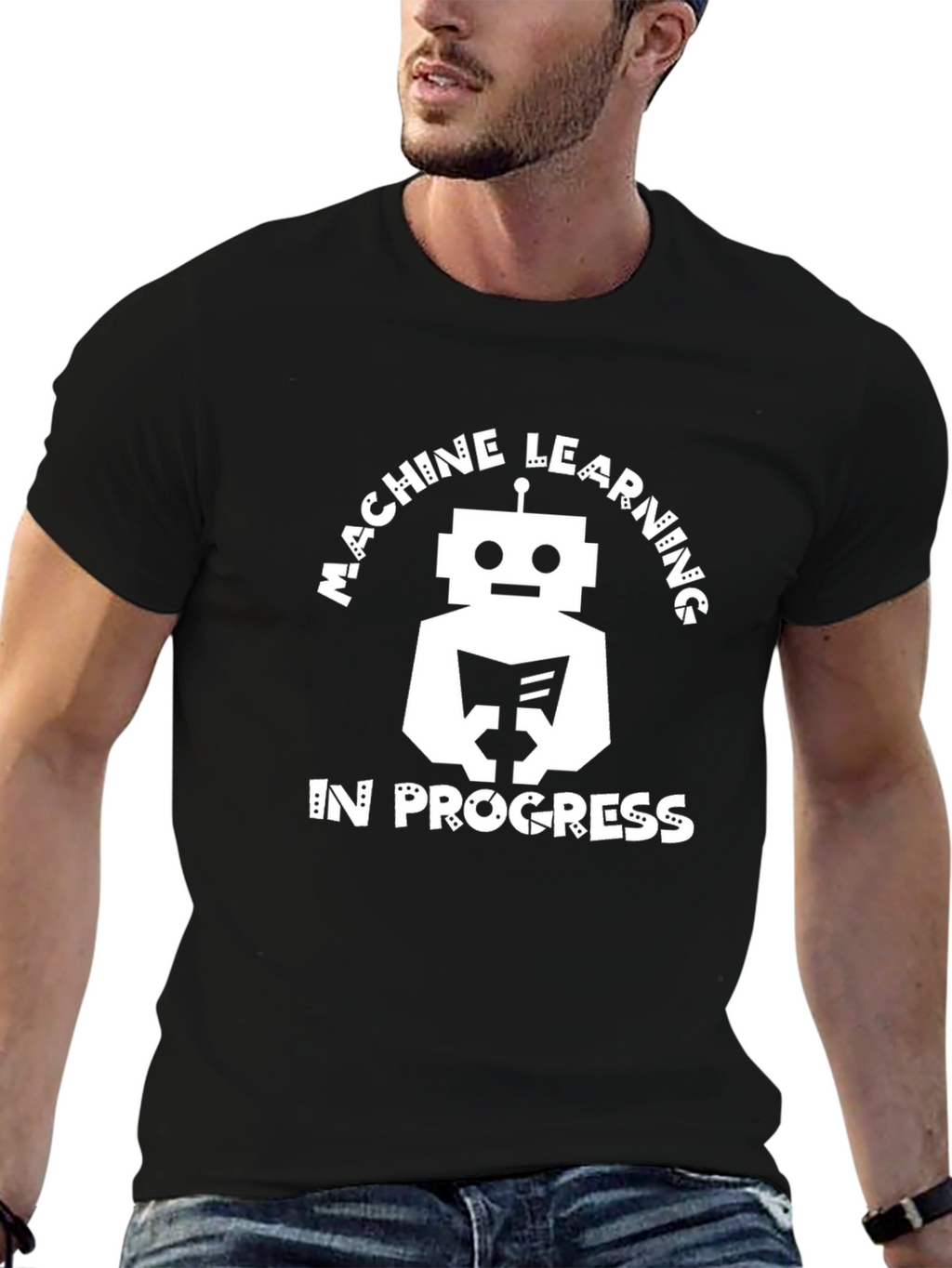 Camiseta Hombre Negra - Machine Learning Robot