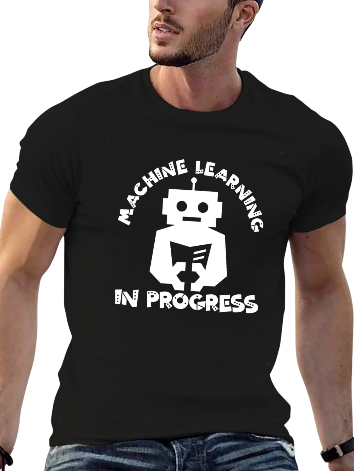 Camiseta Hombre Negra - Machine Learning Robot