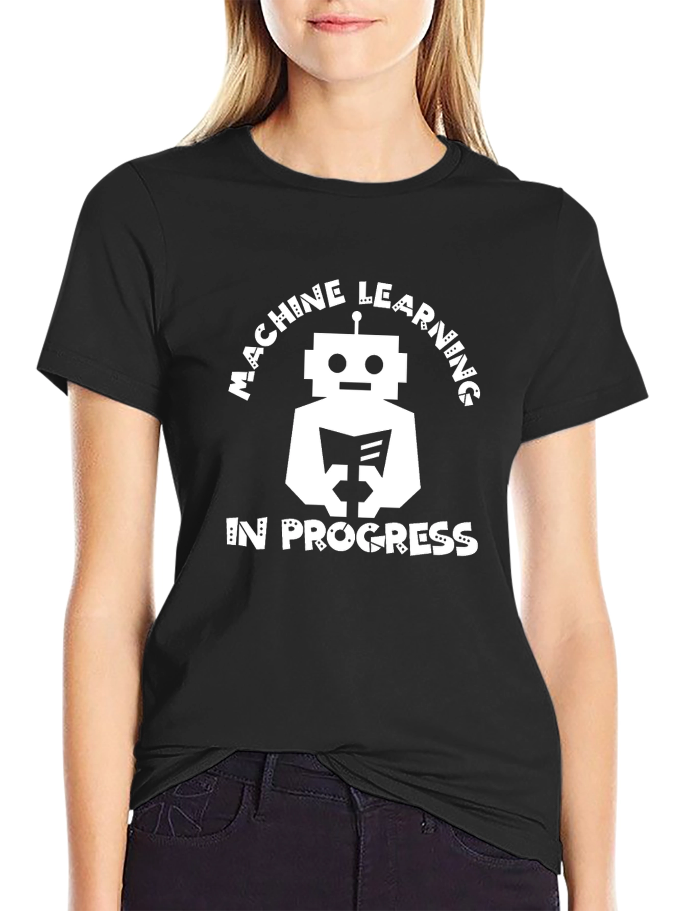 Camiseta Hombre Negra - Machine Learning Robot