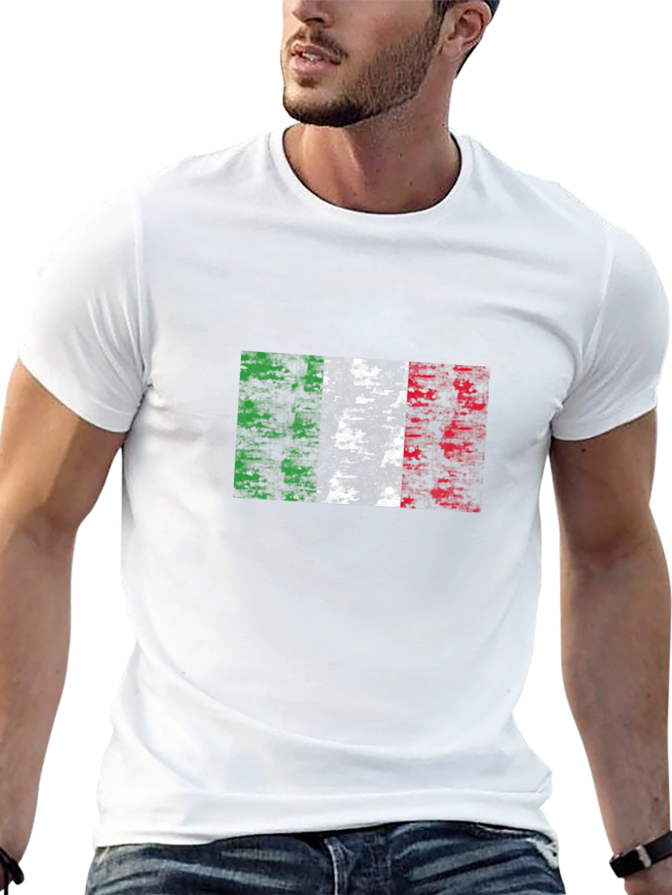 Camiseta Negra con Diseño de Bandera Italiana Vintage