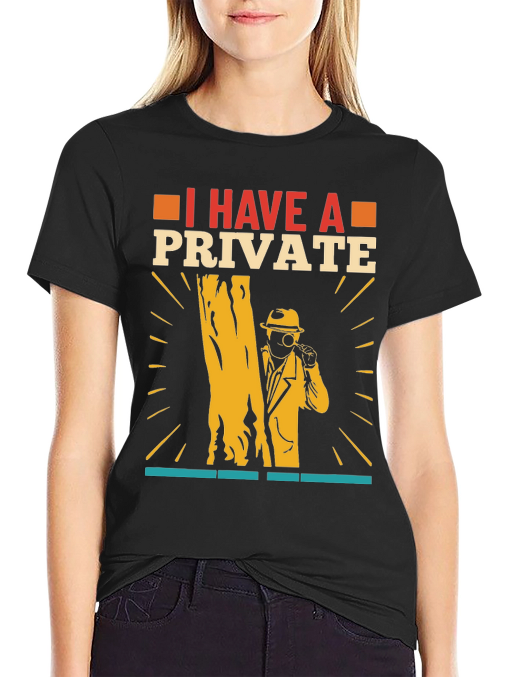 Camiseta Negra con Diseño de Detective Privado
