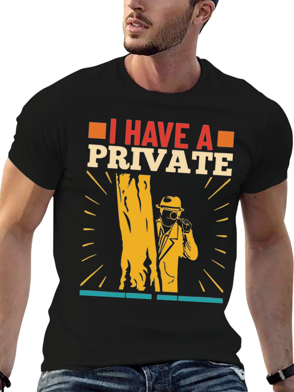 Camiseta Negra con Diseño de Detective Privado