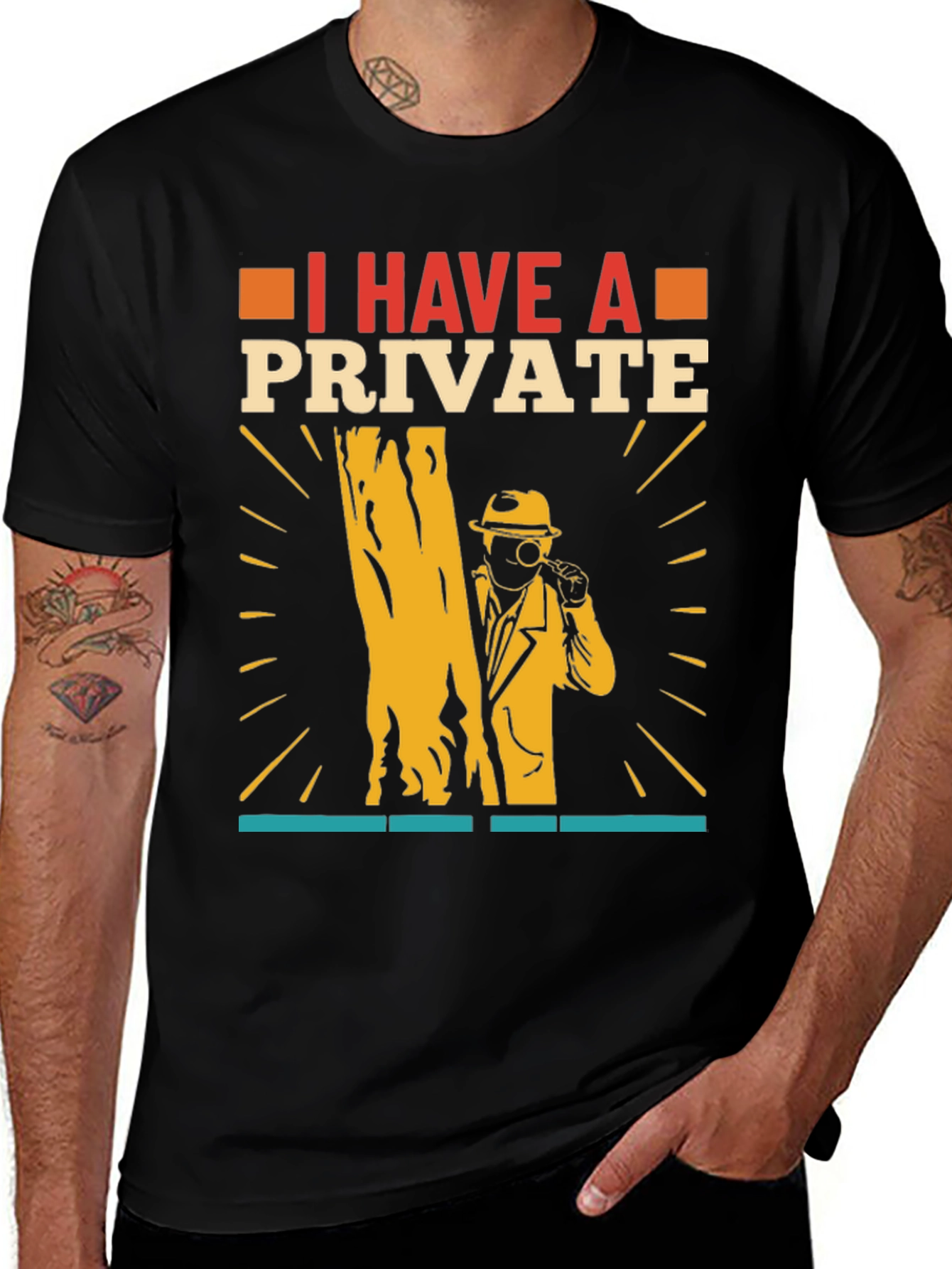 Camiseta Negra con Diseño de Detective Privado