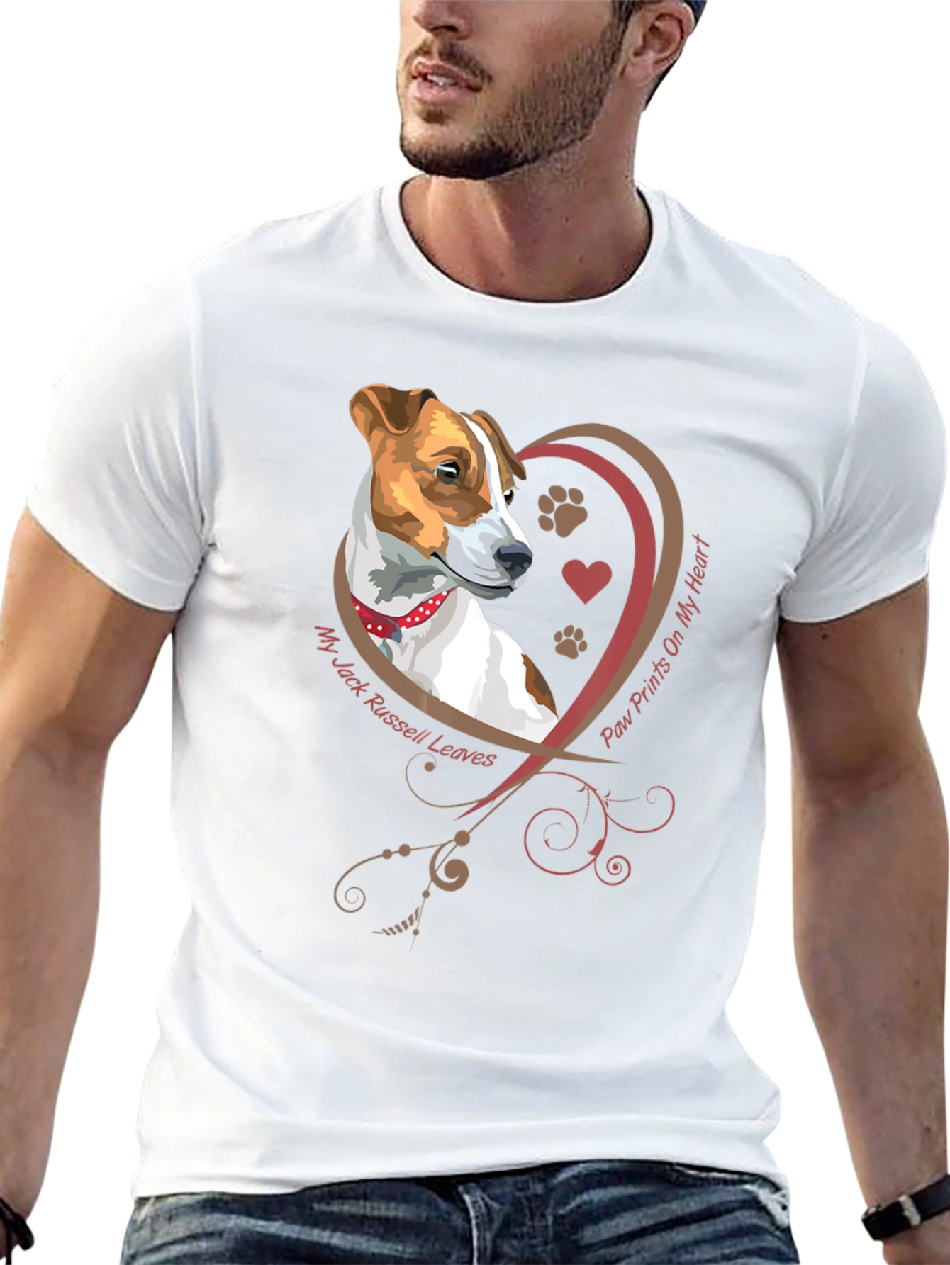 Camiseta Negra con Diseño de Jack Russell y Corazón