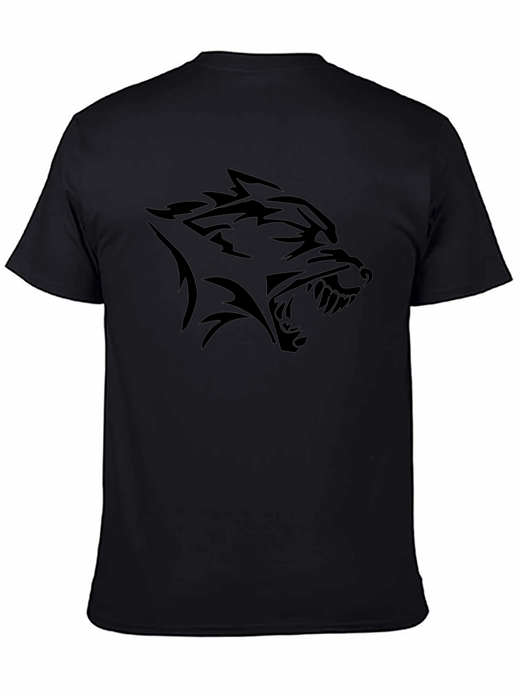 Camiseta Negra con Diseño de Lobo