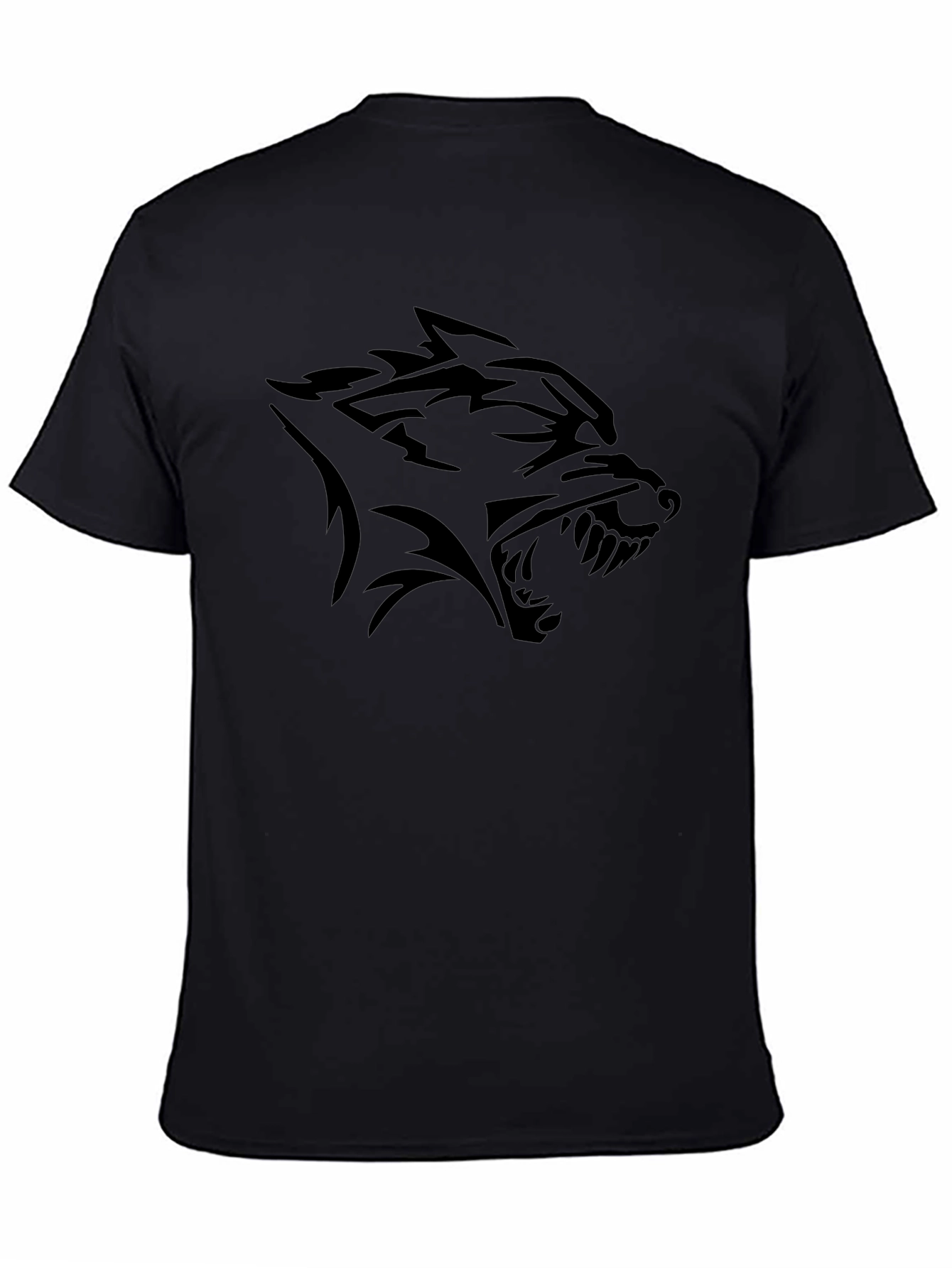 Camiseta Negra con Diseño de Lobo