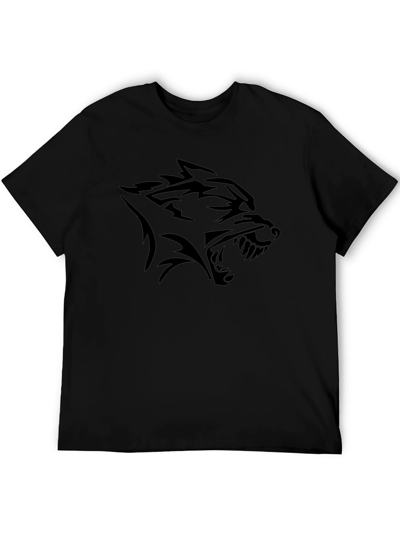 Camiseta Negra con Diseño de Lobo