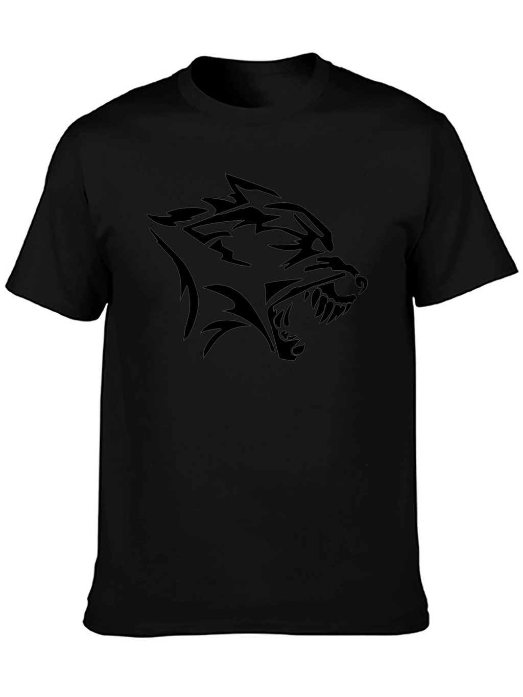 Camiseta Negra con Diseño de Lobo