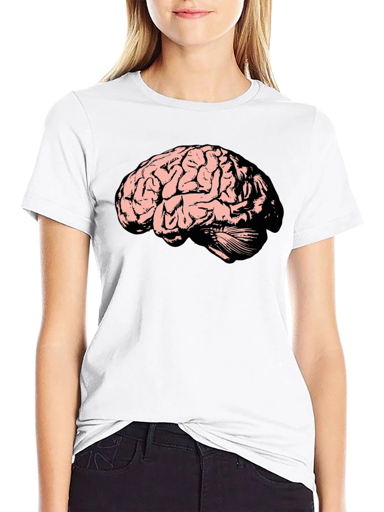 Camiseta Negra con Diseño de Cerebro