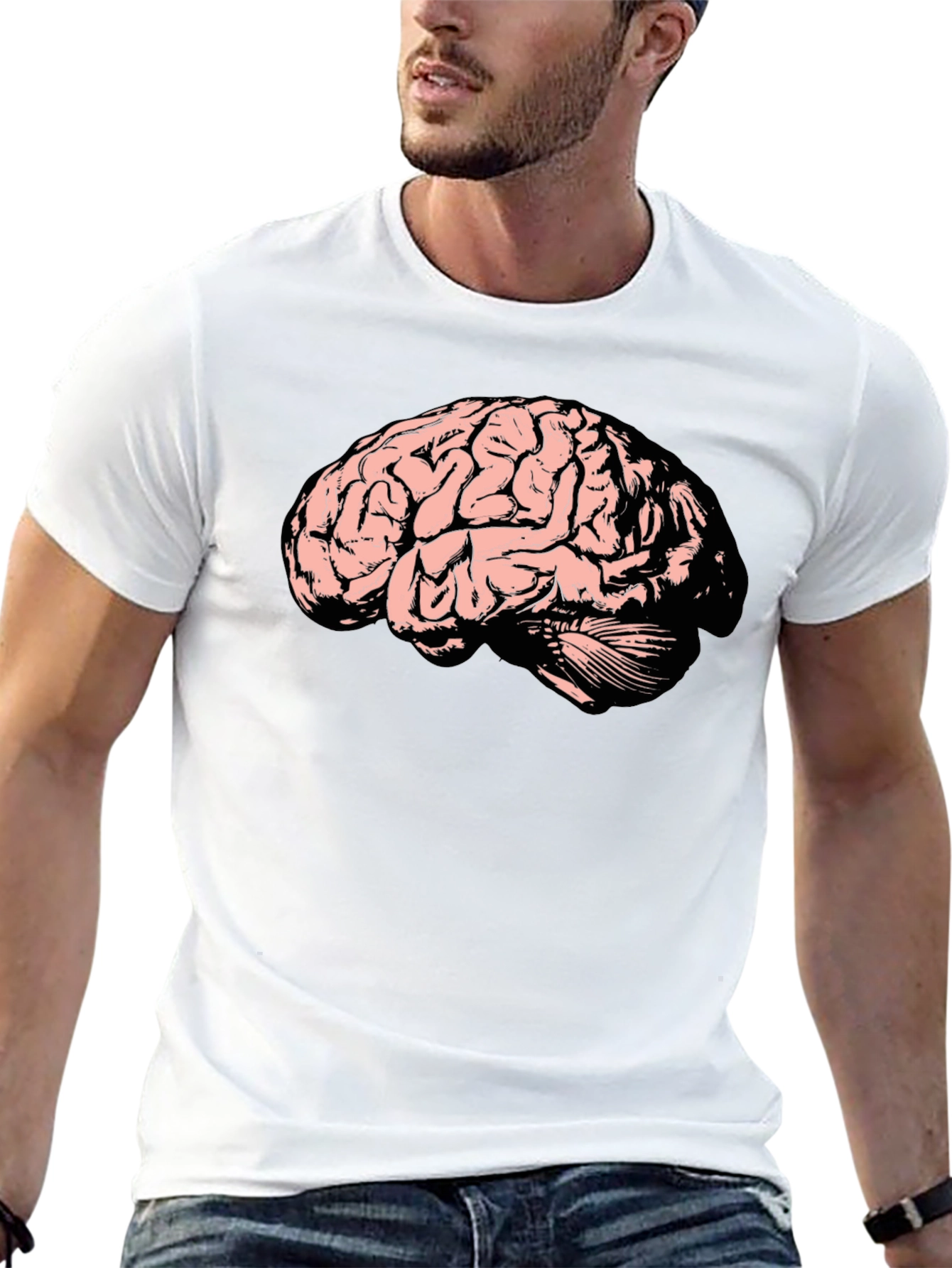 Camiseta Negra con Diseño de Cerebro