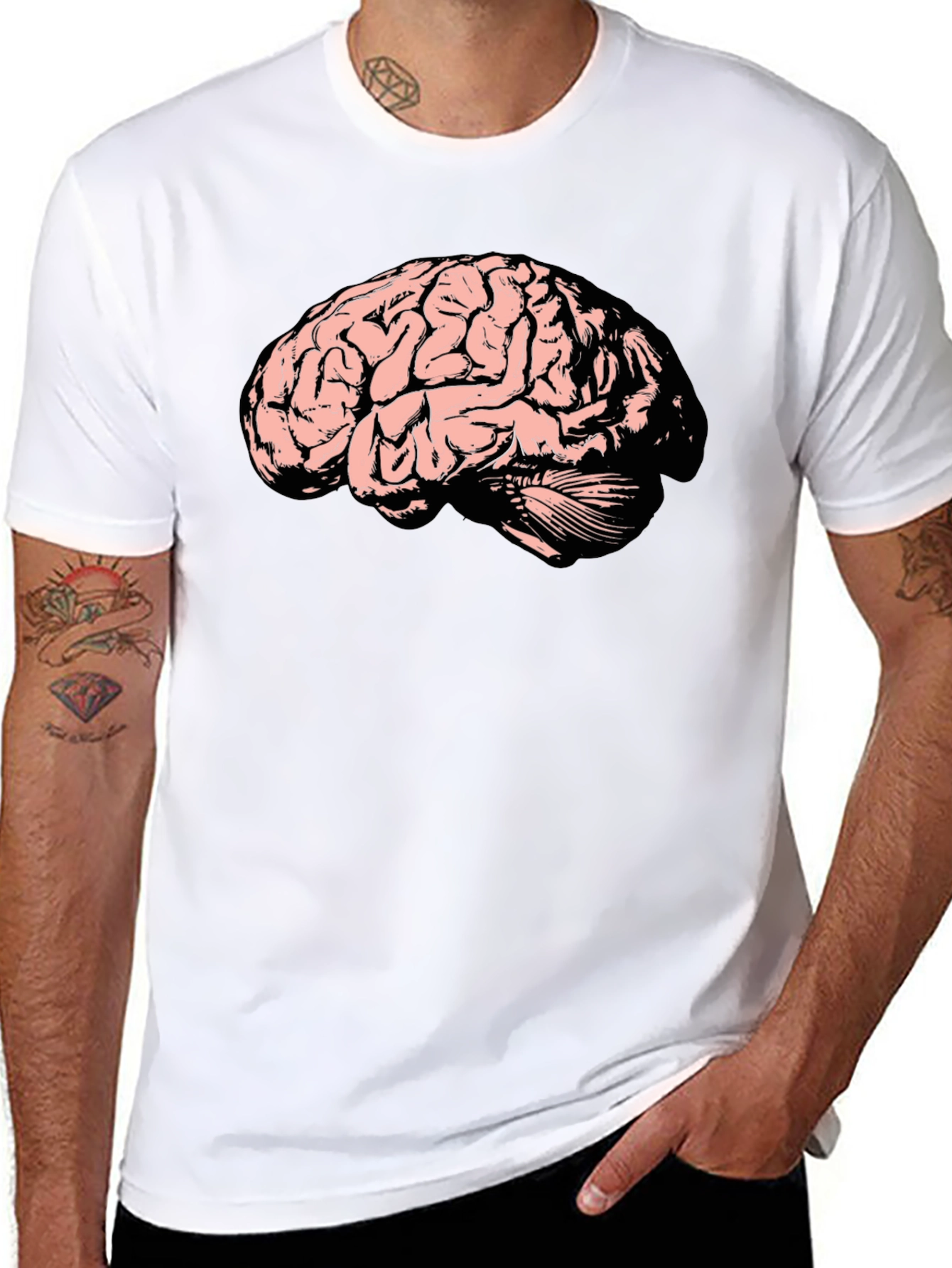Camiseta Negra con Diseño de Cerebro