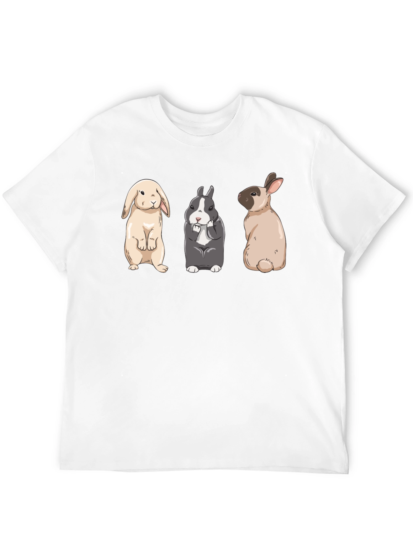 Camiseta Negra con Diseño de Conejos Adorables