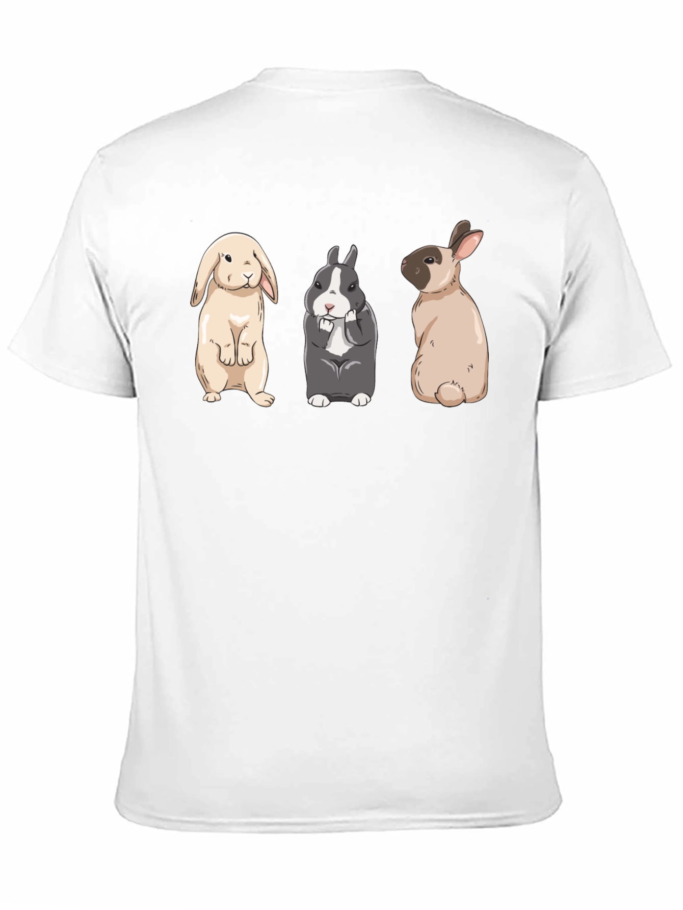 Camiseta Negra con Diseño de Conejos Adorables
