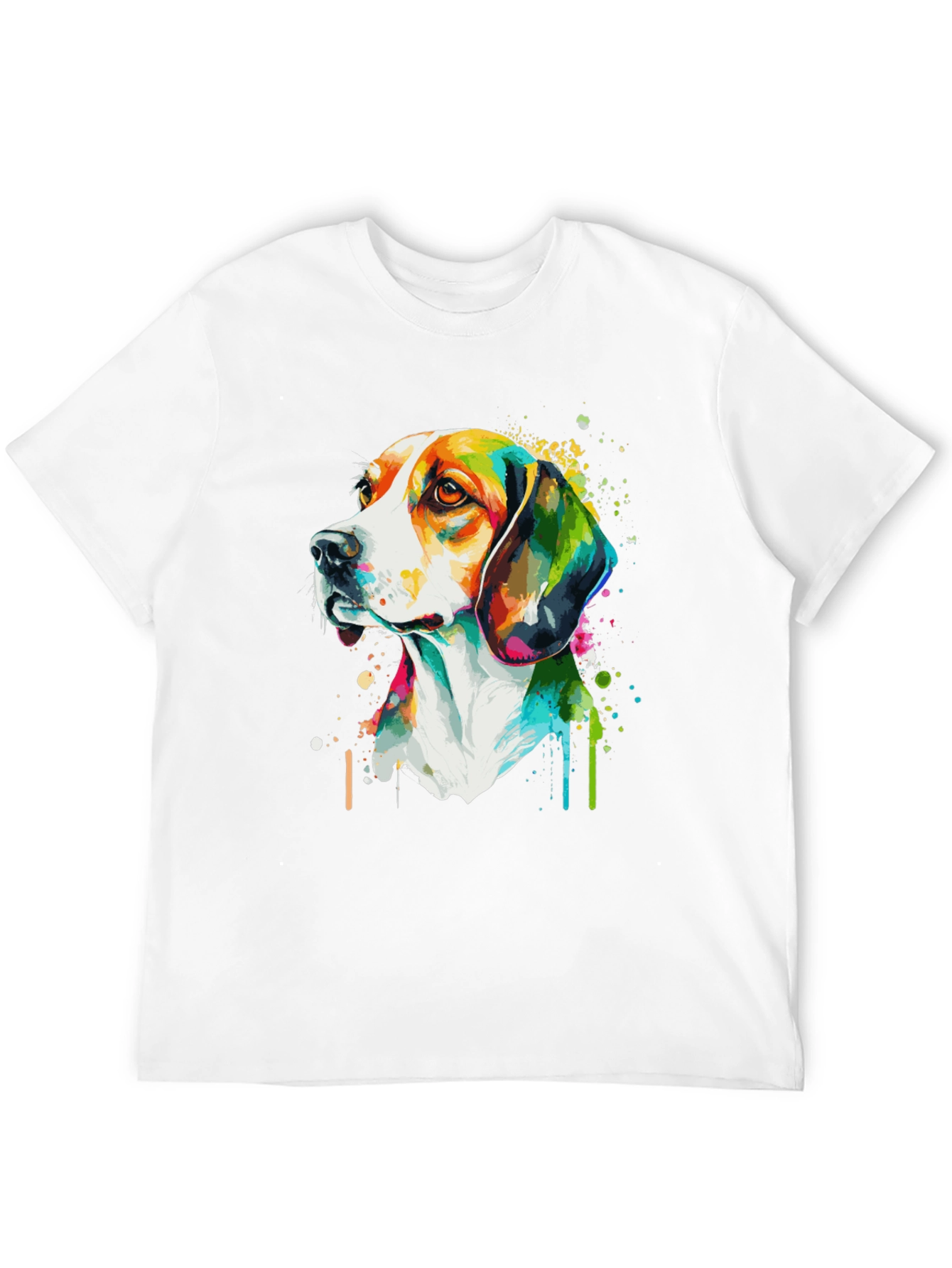Camiseta Negra con Diseño de Perro Acuarela