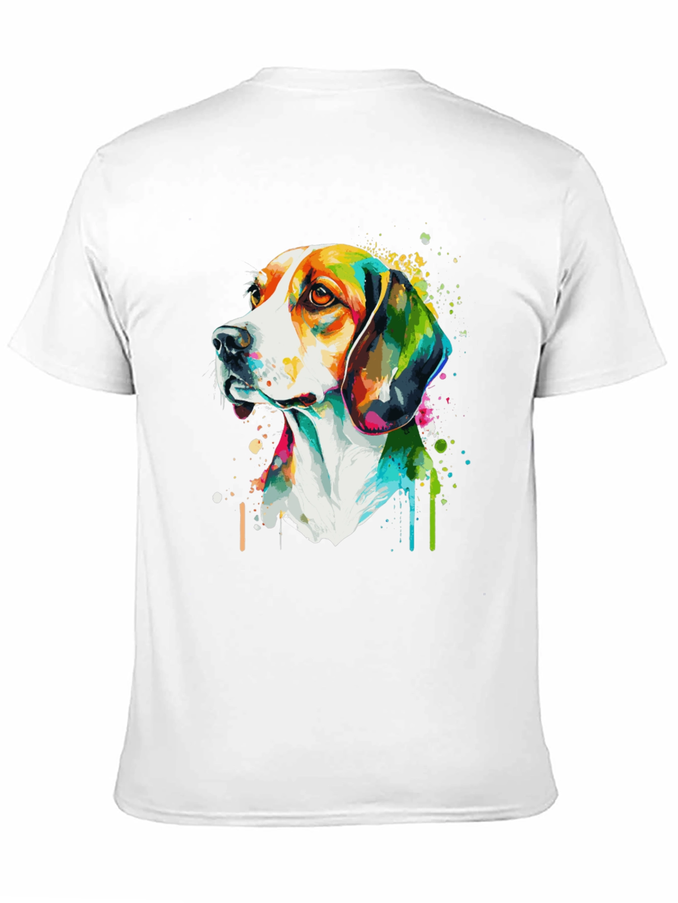 Camiseta Negra con Diseño de Perro Acuarela