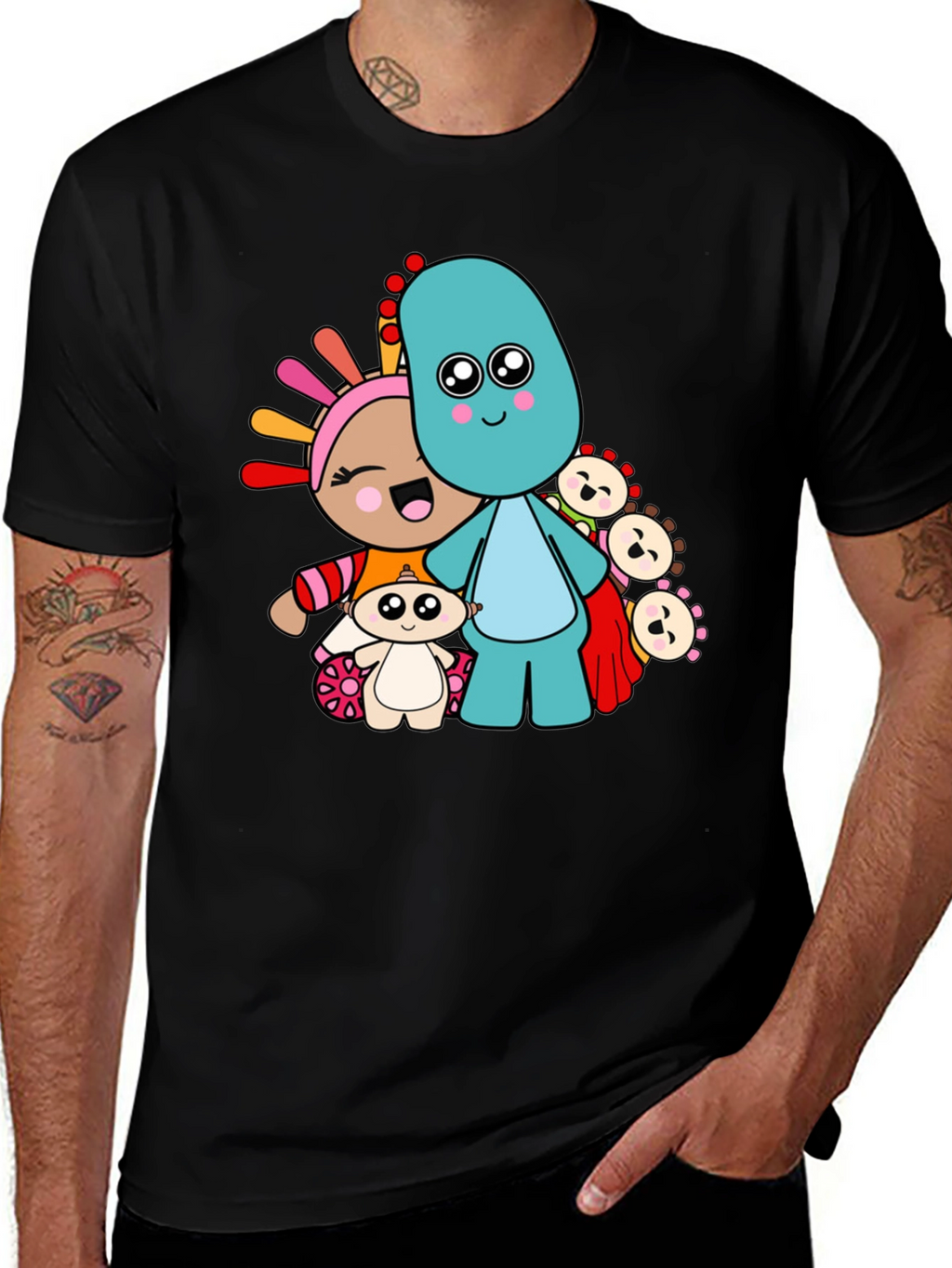 Camiseta Negra con Dibujos Animados
